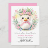 Duckling Dreams: Meisje Baby shower Kaart (Voorkant / Achterkant)