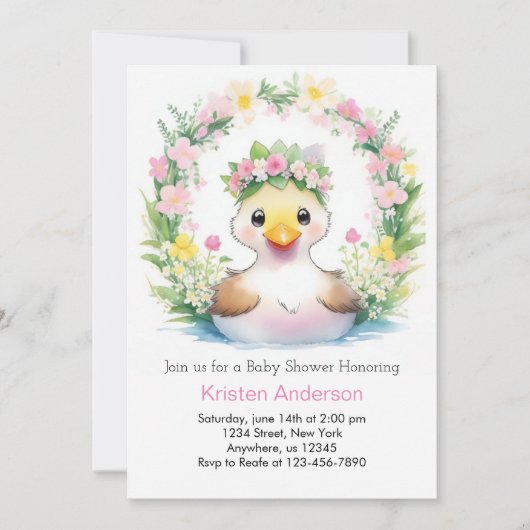 Duckling Dreamscape: Meisje Baby shower Kaart (Voorkant)
