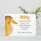 Duckling Eerste Verjaardag Uitnodiging (Staand voorkant)
