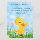 Duckling en vlinders 1e verjaardag uitnodiging (Voorkant / Achterkant)