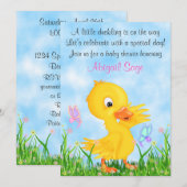 Duckling en Vlinders Baby shower Nodig Meisjes uit Kaart (Voorkant / Achterkant)