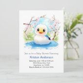 Duckling Enchanted Waterverf Boy Baby shower Kaart (Staand voorkant)