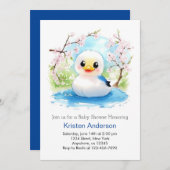 Duckling Enchanted Waterverf Boy Baby shower Kaart (Voorkant / Achterkant)