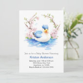 Duckling Enchanted Waterverf Boy Baby shower Kaart (Staand voorkant)