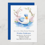 Duckling Enchanted Waterverf Boy Baby shower Kaart (Voorkant / Achterkant)