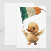 Duckling Flying een Ierse vlag Vlieger Uitnodiging (Voorkant / Achterkant)