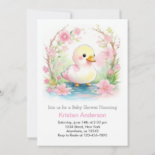 Duckling grillige Wildflower Meisje Baby shower Kaart