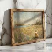 Duckling in Pet Schilderen Rustiek Lake Landscape Poster