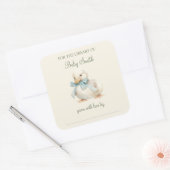 Duckling met lint Baby shower Boek Bord Vierkante Sticker (Envelop)