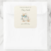 Duckling met lint Baby shower Boek Bord Vierkante Sticker (Tas)