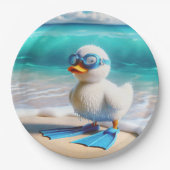 Duckling met scubaduiker papieren bordje (Voorkant)