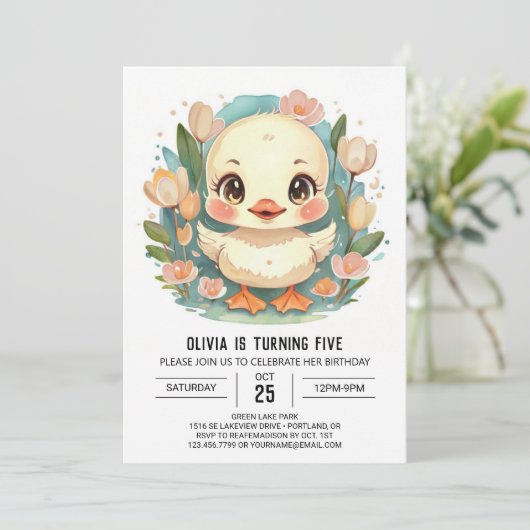 Duckling moderne verjaardag kaart (Staand voorkant)