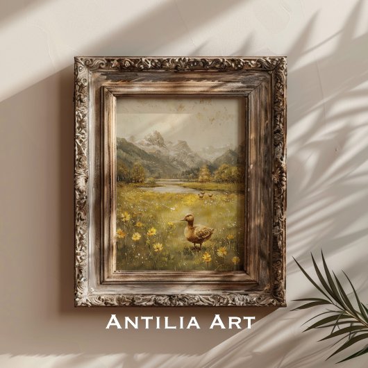 Duckling Mountain Meadow Landschap  Natuur Poster