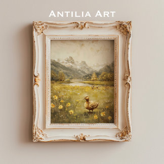 Duckling Mountain Meadow Landschap  Natuur Poster