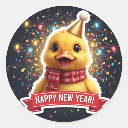 Duckling New Year Celebration Sticker (Voorkant)