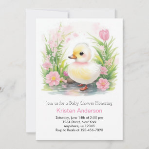 Duckling Roze Wildflower Whimsy Meisje Baby shower Kaart