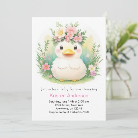 Duckling Sunshine Celebration: Meisje Baby shower Kaart (Staand voorkant)