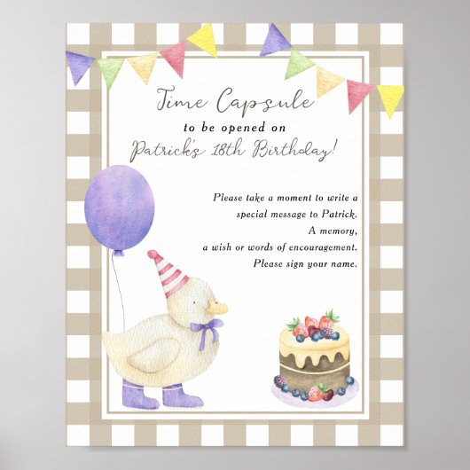 Duckling Time Capsule 1e verjaardag genderneutraal Poster (Voorkant)
