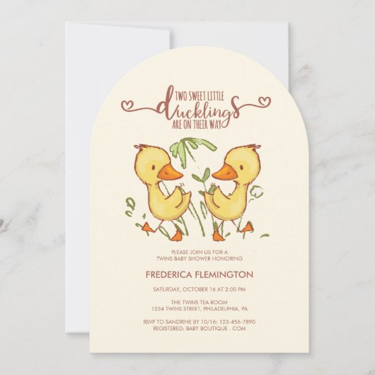 Duckling Twins Baby shower uitnodiging (Voorkant)