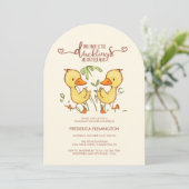 Duckling Twins Baby shower uitnodiging (Staand voorkant)
