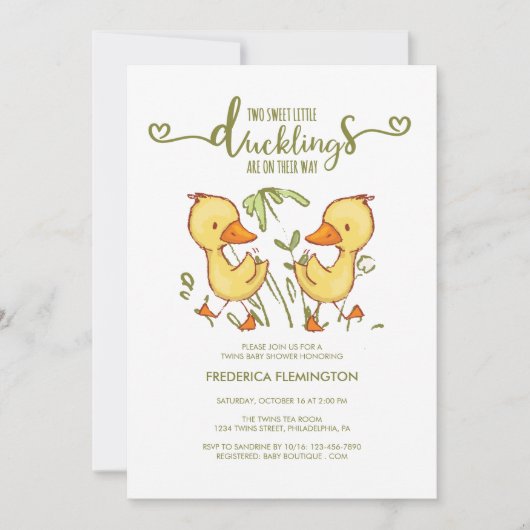 Duckling Twins Baby shower uitnodiging (Voorkant)