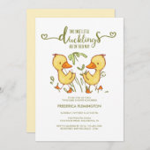 Duckling Twins Baby shower uitnodiging (Voorkant / Achterkant)