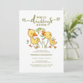 Duckling Twins Baby shower uitnodiging (Staand voorkant)