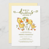 Duckling Twins Baby shower uitnodiging (Voorkant / Achterkant)