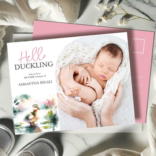 Duckling Uitnodigingen Sip en See Baby shower Meis
