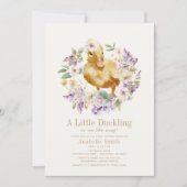 Duckling Waterverf Bloemen Meisje Baby shower Kaart (Voorkant)