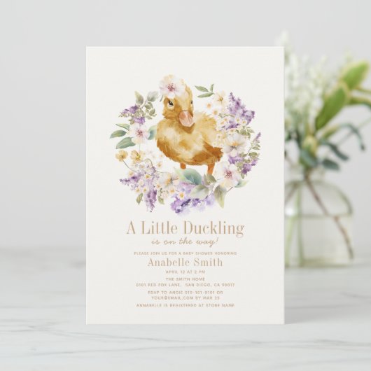 Duckling Waterverf Bloemen Meisje Baby shower Kaart (Staand voorkant)