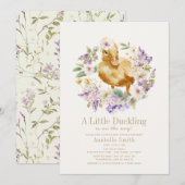 Duckling Waterverf Bloemen Meisje Baby shower Kaart (Voorkant / Achterkant)