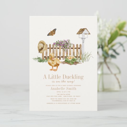 Duckling Waterverf Tuin Meisje Baby shower Kaart (Staand voorkant)