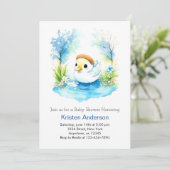Duckling Waterverf Wildflower Boy Baby shower Kaart (Staand voorkant)