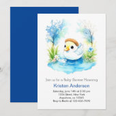 Duckling Waterverf Wildflower Boy Baby shower Kaart (Voorkant / Achterkant)