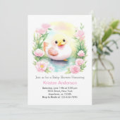 Duckling Whimsical Waterverf Meisje Baby shower Kaart (Staand voorkant)