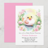 Duckling Whimsical Waterverf Meisje Baby shower Kaart (Voorkant / Achterkant)