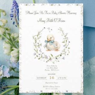 Duckling Wildflower Bloemen Baby shower Uitnodigin Kaart
