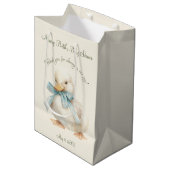 Duckling with Ribbon Baby Shower  Medium Cadeauzakje (Voorkant Gekanteld)
