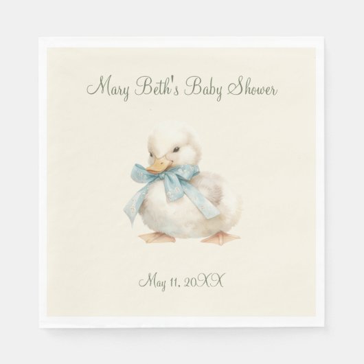 Duckling with Ribbon Baby Shower Paper Napkin Servet (Voorkant)