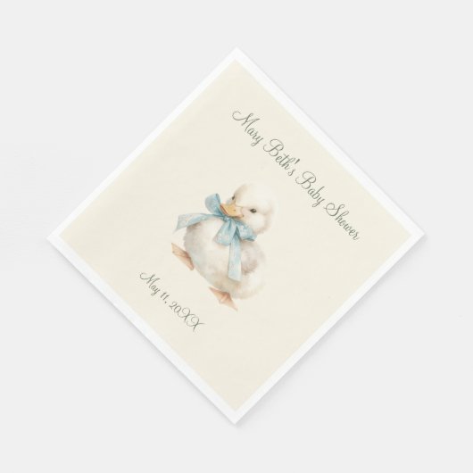 Duckling with Ribbon Baby Shower Paper Napkin Servet (Hoek)