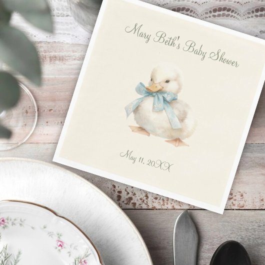 Duckling with Ribbon Baby Shower Paper Napkin Servet