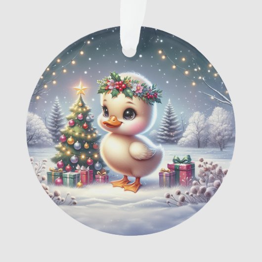 Duckling with Wreath & Starry Tree Ornament (voorkant)