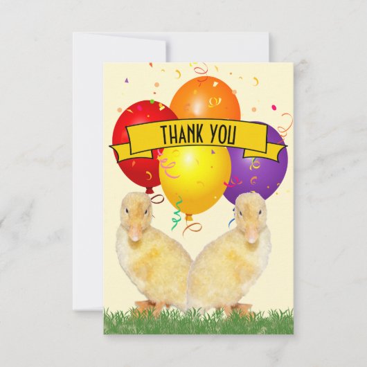 Ducklings Colorful Balloons Kinderdag Bedankkaart (Voorkant)