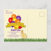 Ducklings Colorful Balloons Kinderdag Uitnodiging Briefkaart (Achterkant)