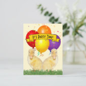 Ducklings Colorful Balloons Kinderdag Uitnodiging Briefkaart (Staand voorkant)