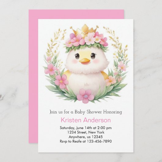 Ducklings en Dreams Meisje Baby shower Kaart (Voorkant / Achterkant)