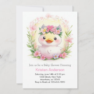 Ducklings in Bloom: een Baby shower voor meisjes Kaart