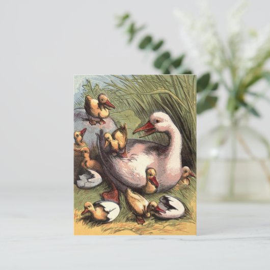 Ducklings Just Hatched Vintage Image Briefkaart (Staand voorkant)