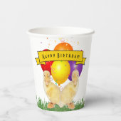 Ducklings & Kleurrijke Ballonnen Verjaardag van ki Papieren Bekers (Achterkant)